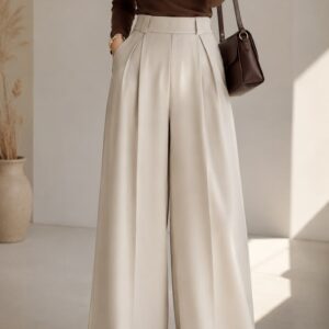 WhiteWide-Leg Pants